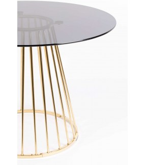 Stół FLORIS 100 cm złoty do salonu w stylu glamour. Idealny do pokoju w stylu retro. Sprawdzi się w jadalni w stylu nowoczesnym.