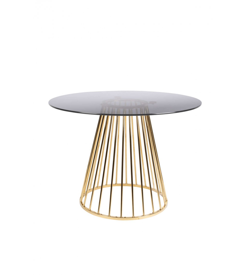 Stół FLORIS 100 cm złoty do salonu w stylu glamour. Idealny do pokoju w stylu retro. Sprawdzi się w jadalni w stylu nowoczesnym.