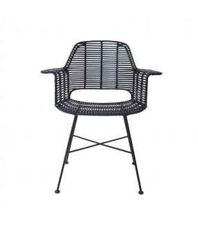 Krzesło rattanowe TUB czarne do salonu stylu boho. Idealne do nowoczesnej kuchni. Sprawdzi się na na tarasie czy w ogrodzie.