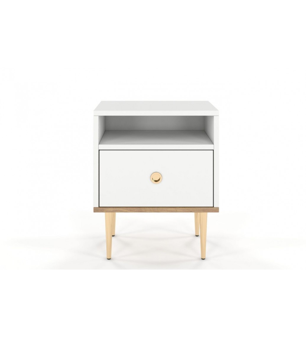 Designerska szafka nocna BLANCO ABAJO będzie idealna do pokoju czy sypialni w  stylu skandynawski, nowoczesnym czy klasycznym.