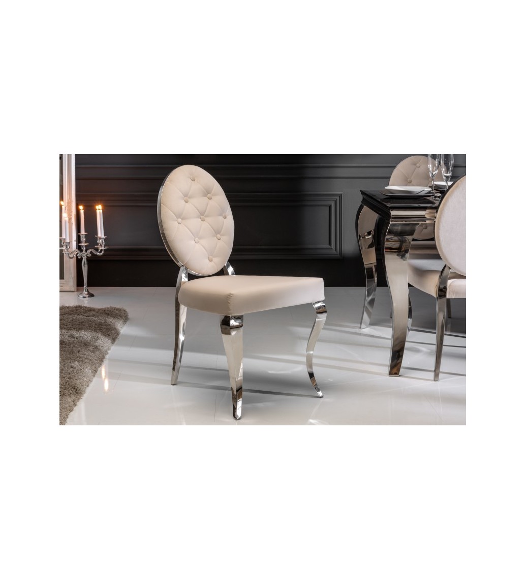 Krzesło VIENNA beżowe idealne do salonu w sylu barokowym. Sprawdzi się w jadalni w stylu glamour.