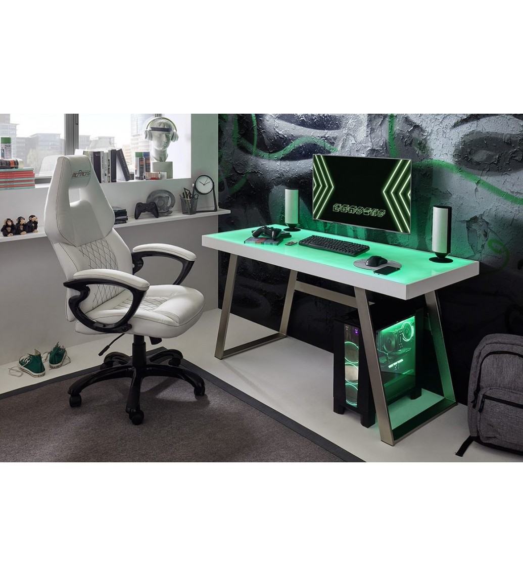 Praktyczne biurko z oświetleniem LED idealnie sprawdzi się w pokoju młodzieżowym a nawet w nowoczesnym biurze