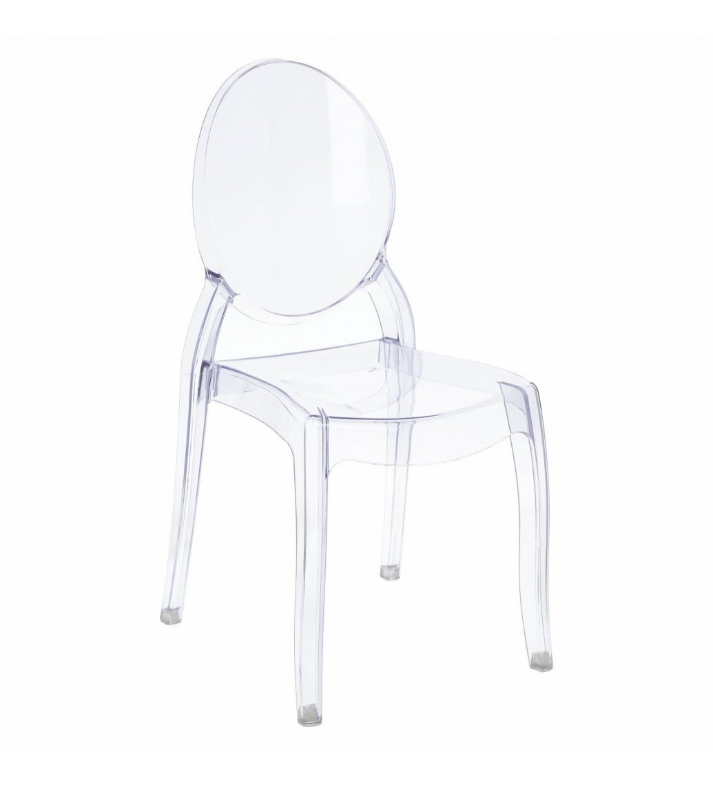 Transparentne krzesło Mia Ghost sprawdzi się w nowoczesnym salonie.