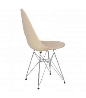 Krzesło o ciekawym oparciu świetnie będzie się prezentować w eklektycznym salonie lub nowoczesnej jadalni.