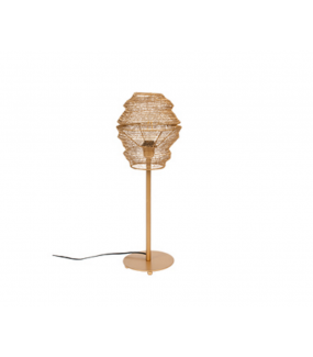 Lampa stołowa LENA metalowa w kolorze mosiądzu idealnie zaprezenuje się w salonie w stylu industrialnym lub glam