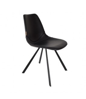 Wygodne czarne krzesło do kuchni w stylu industrialnym. Sprawdzi się w nowoczesnym pokoju lub salonie w stylu boho.