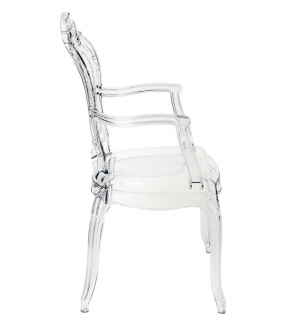 Krzesło KING ARM transparentne optycznie nie zabiera wiele miejsca