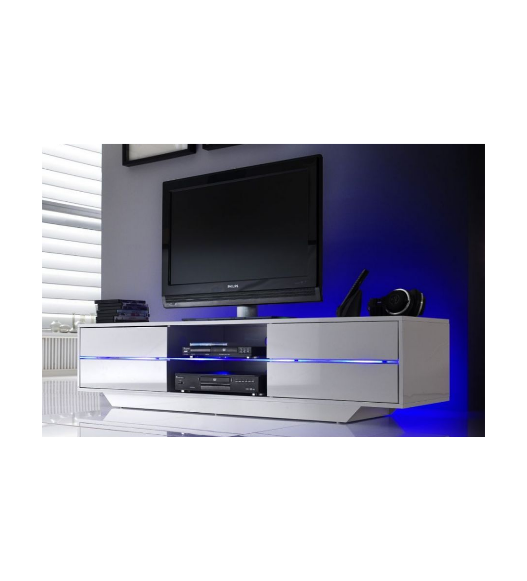 Stolik pod TV BLUES 160 cm biały z podświetleniem