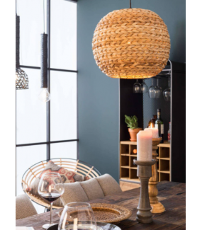 Lampa pleciona do salonu w stylu skandynawskim, minimalistycznym, boho lub eko.