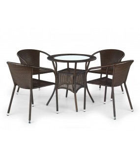 Zestaw Rattanowy MIDAS - 4 krzesła + stół do salonu
