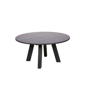 Okrągły stół z drewna dębowego w kolorze czarnym będzie idealny do jadalni w stylu industrialnym
