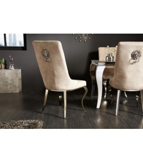 Krzesło VIENNA Modern Barock z kołatką w kolorze szampańskim do salonu