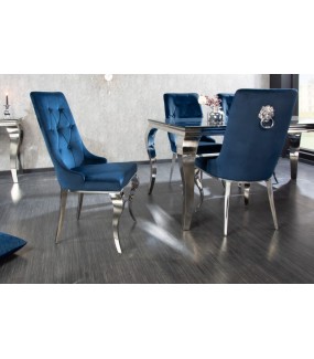 Eleganckie Krzesło OXANA Modern Barock z kołatką niebieskie