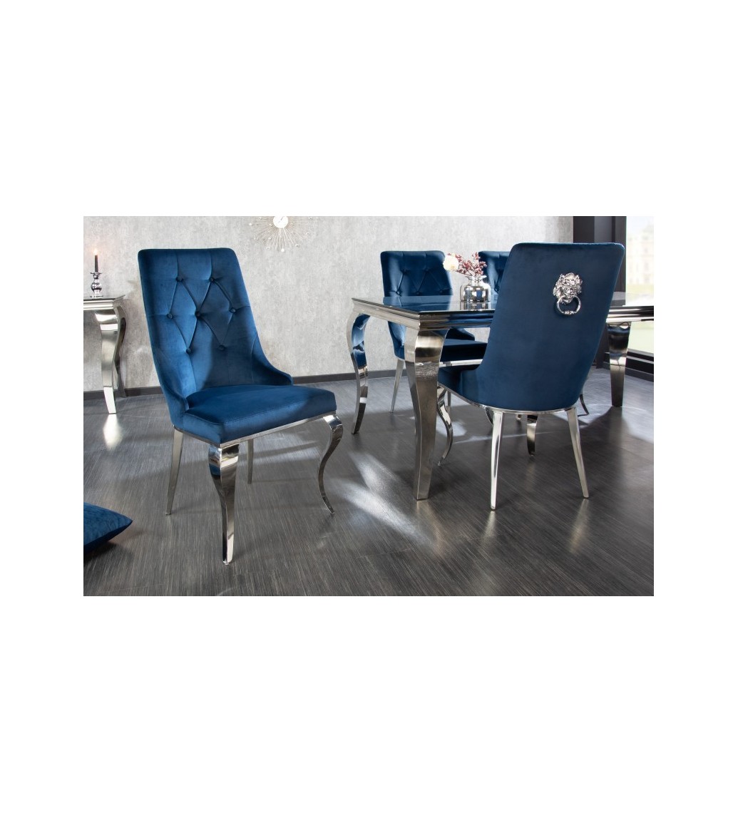 Krzesło OXANA Modern Barock z kołatką niebieskie