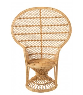 Fotel Paw z poduszką rattanowy Naturalny w stylu boho na taras