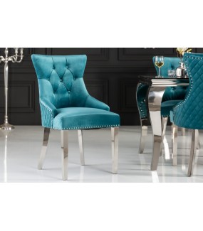 Krzesło OXANA Modern Barock turkusowe do salonu. Idealnie sprawdzi się w   jadalni zaaranżowanej w barokowym stylu.