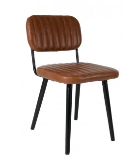 Krzesło Jake Worn brązowe do salonu w stylu industrialnym