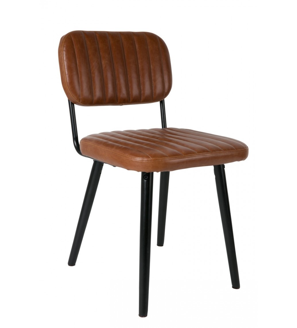 Krzesło Jake Worn brązowe do salonu w stylu industrialnym