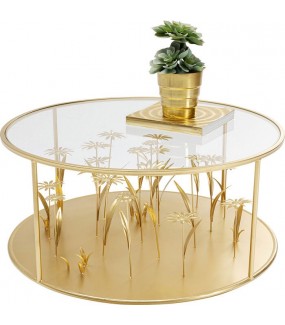 Przepiękny stolik kawowy Flower Meadow 80 cm złoty