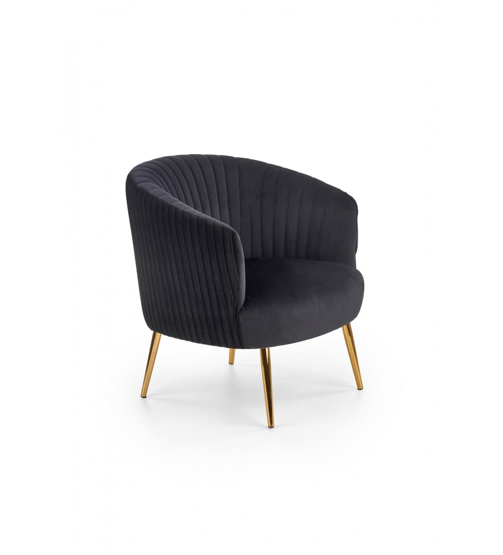 Designerski fotel CROWN czarny do salonu czy pokoju w stylu nowoczesnym, glam.