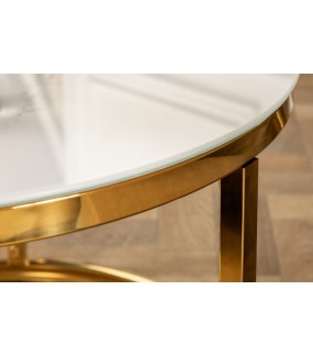 Stolik kawowy ESTEBAN 60 cm w optyce białego marmuru do salonu