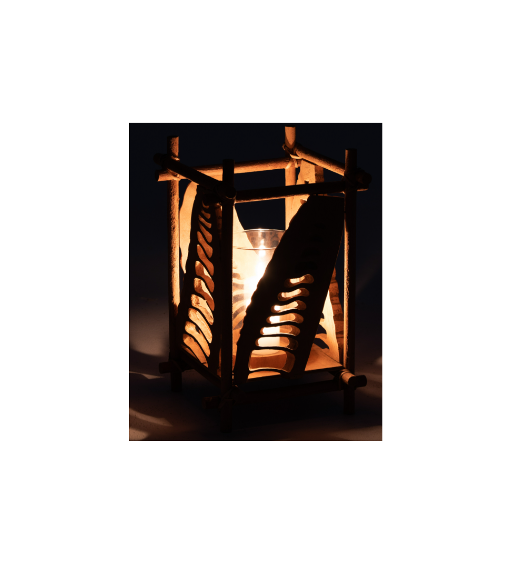 Świecznik Świecznik CRO-MAGNON bambusowy do salonu w stylu skandynawskim. Idealny do pokoju w stylu boho.