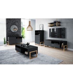 Półka wisząca OSLO 80 cm czarna do salonu w stylu nowoczesnym oraz skandynawskim