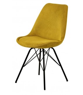 Krzesło Eris Sztruks Żółte do salonu w stylu nowoczesnym