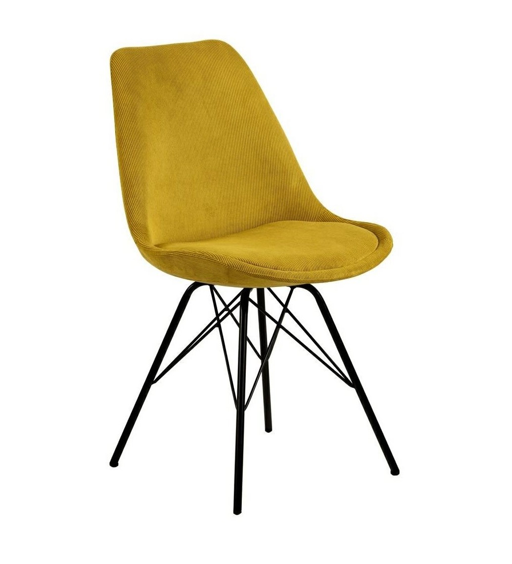 Krzesło Eris Sztruks Żółte do wnętrz urządzonych w stylu nowoczesnym