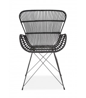 Krzesło rattanowe ogrodowe RANDY czarne do salonu w stylu nowoczesnym, eko, modern czy industrialnym.